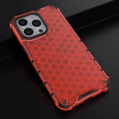 14. Honeycomb Handyhülle Schutzhülle mit TPU Rahmen für iPhone 13 Pro rot