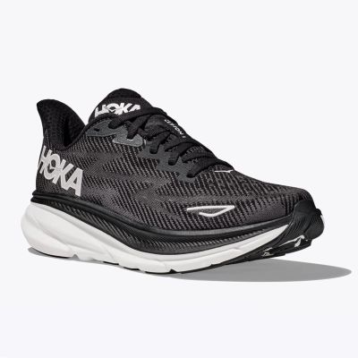 5. HOKA Clifton 9 Damen Laufschuhe Schwarz/Weiß (1127896-BWHT)