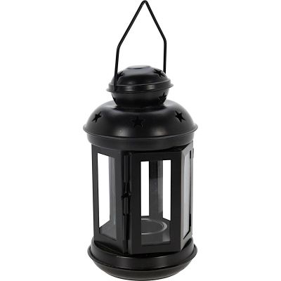 2. Teelicht-Laternen-Kerzenhalter 20 cm Schwarz