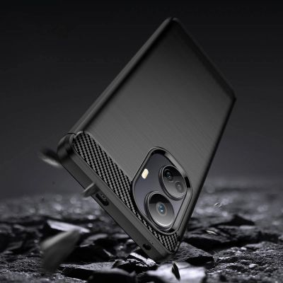 4. Carbon Case Hülle für Realme 10 Pro+ flexible Silikon-Carbon-Hülle schwarz