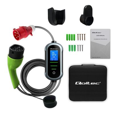 8. Qoltec Mobile Ladestation für Elektrofahrzeuge und Hybridfahrzeuge mit 2-in-1-Ladestromregelung Typ 2 | 22 kW | 400 V | CEE 32 A | WLAN | TUYA | SMART LIFE | LCD | Tragbar | Wallbox | 7 m