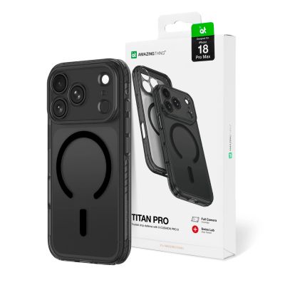 AmazingThing Titan Pro Objektivhülle für iPhone 18 Pro Max mit Kameraabdeckung und Trageschlaufe, kompatibel mit MagSafe – Schwarz
