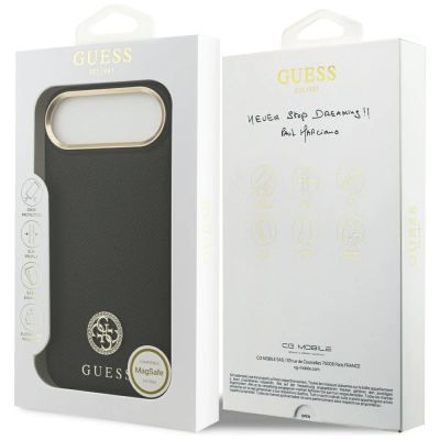 8. Guess Grained Strass Logo MagSafe Hülle für iPhone Air - Schwarz