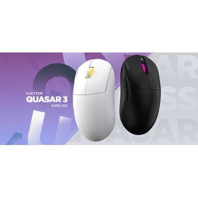 24. HATOR Quasar 3 Kabellose Gaming-Maus, beidhändig bedienbar, Funkfernbedienung + Bluetooth + USB Typ-A, optischer Sensor mit 12.000 DPI