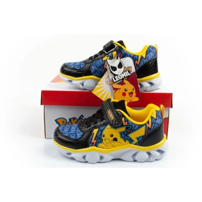 10. Leomil Kinder-Sportschuhe Pokémon-Sneaker, leicht, mit Klettverschluss und LED-Beleuchtung, schwarz-gelb
