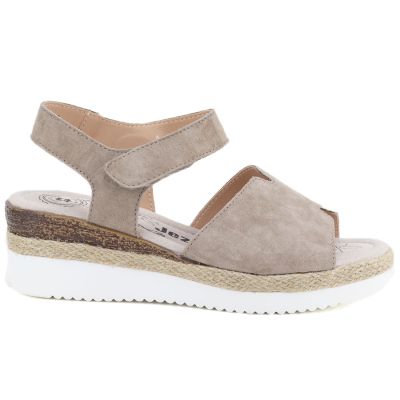 2. Beige Jezzi Keilsandalen aus Leder für Damen, Größe 26SD18-32