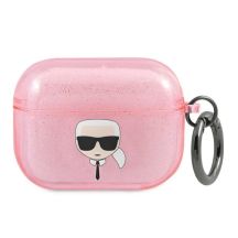 Karl Lagerfeld Glitzer Karl's Head Case für AirPods Pro – Pink