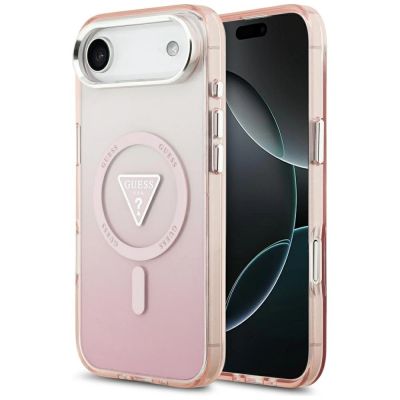 Guess IML Gradient Triangle Logo MagSafe iPhone Air Hülle - Pink