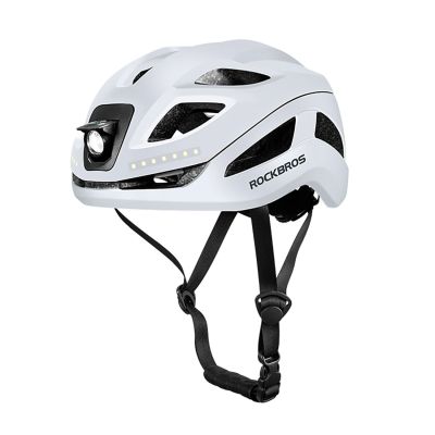 Rockbros ZK-077 Fahrradhelm mit integrierter multidirektionaler Beleuchtung, Größe 57–61 cm – Weiß