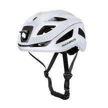 Rockbros ZK-077 Fahrradhelm mit integrierter multidirektionaler Beleuchtung, Größe 57–61 cm – Weiß