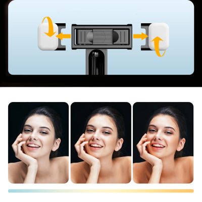 17. Selfie-Stick WC13YDS Teleskopstativ 1,3 m mit Doppellampe und Telefonhalter – Schwarz