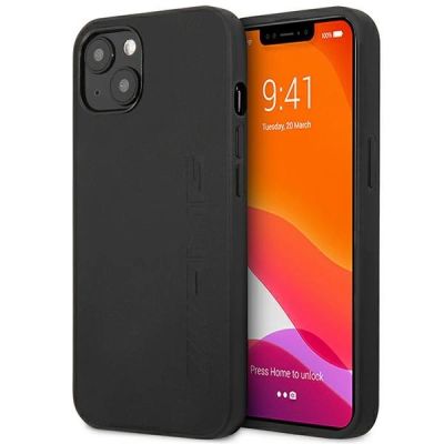 AMG AMHCP14SDOLBK iPhone 14 6.1 "schwarz / schwarz Hardcase Leder Hot Stamped
