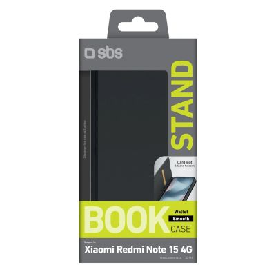 2. SBS Wallet Smooth Case für Xiaomi Redmi Note 15 4G mit Klappdeckel – Schwarz