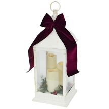 LED-Adventslaterne, 60 cm, 3 Kerzen, weiß
