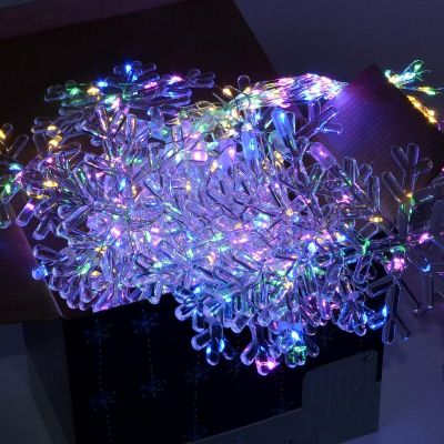 12. Weihnachtsbaumbeleuchtung, Lichtervorhang 120x120 cm, 232 LEDs, mehrfarbige Schneeflocken