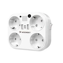 Wozinsky WRS-2B 4x AC 2x USB-A 2x USB-C 4000 W Netzwerk-Splitter mit Lampe – Weiß