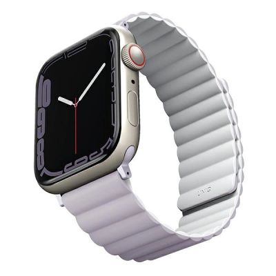 2. Uniq Revix Armband für Apple Watch 1/2/3/4/5/6/7/8/SE/SE2/Ultra 42/44/45/49 mm – lila-weiß