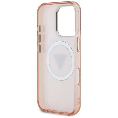 7. Guess IML Metal Glitter 4G Circle Triangle MagSafe Case für iPhone 16 Pro Max - Rosa