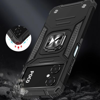 6. Wozinsky Ring Armor Hülle für Samsung Galaxy A03 gepanzerte Hülle magnetischer Haltering schwarz
