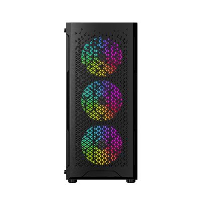 3. GEMBIRD FORNAX 400X MIDI-TOWER-CASE (2x USB 3.0, 1x USB 2.0, HD-Audio, Seitenwand aus Glas, ARGB-Hintergrundbeleuchtung) SCHWARZ