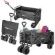 13. Deluxe Faltbarer Reise- und Strandbuggy 90x57x73-96cm mit Griff, Schwarz