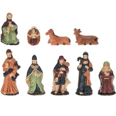 7. Krippenfiguren, 9 Stück, 8 cm