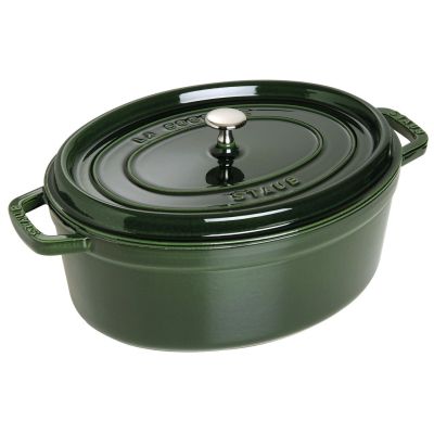Ovaler gusseiserner Topf Staub – Grün, 5,5 l