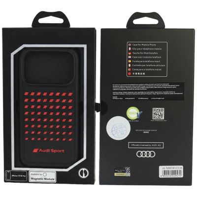 5. Audi Sport MagSafe-Hülle aus Kunstleder für iPhone 18 Pro / 17 Pro – Schwarz