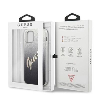 8. Guess GUHCP12SPCUGLSBK iPhone 12 mini 5,4" schwarz/schwarzes Hardcase Glitter Gradient Script