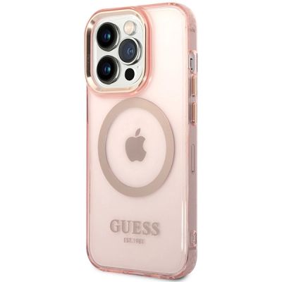 2. Guess GUHMP14XHTCMP iPhone 14 Pro Max 6,7" rosa/rosa Hartschale Gold Outline Translucent MagSafe