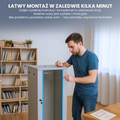 10. Extralink 12U 600x450 Grauer Wand-Rackschrank