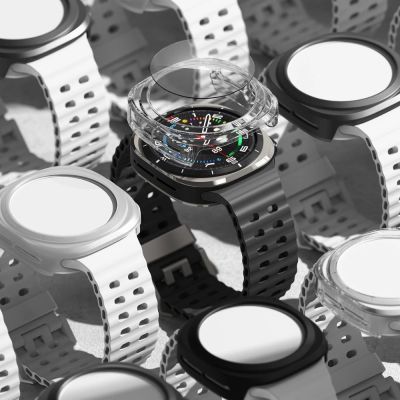 6. Ringke Slim & Tempered Glass Case + Glas-Set für Samsung Galaxy Watch Ultra 47 mm – Schwarz
