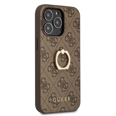 4. Guess GUHCP13L4GMRBR iPhone 13 Pro / 13 6,1" braun/braunes Hardcase 4G mit Ringständer