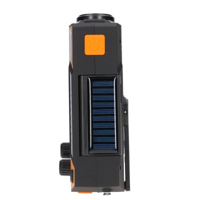 25. Extralink Solar-Notfallradio mit Kurbeldynamo-Powerbank (4000 mAh) und SOS-Taschenlampe SR-4000, tragbar, analog, Schwarz/Orange
