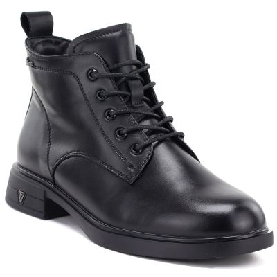 Schwarze, gefütterte Damen-Ankle-Boots aus Leder, Vinceza 39953