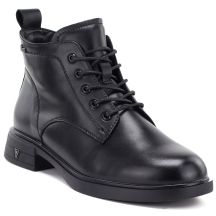 Schwarze, gefütterte Damen-Ankle-Boots aus Leder, Vinceza 39953