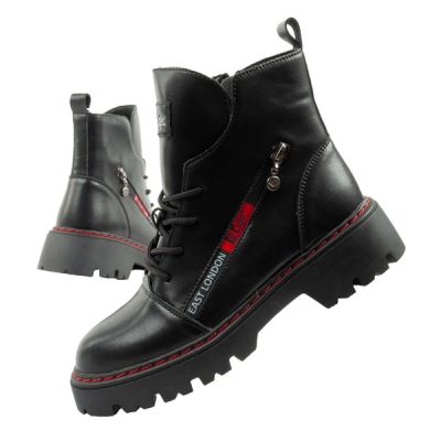 Lee Cooper Stiefel, Damenstiefel, Lederstiefel, Schwarz, Rot, Warm