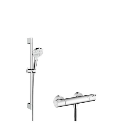 Hansgrohe Crometta Brusersystem mit 65 cm Vario Brusesat und Ecostat 1001 CL Thermostatarmatur für Frembygning
