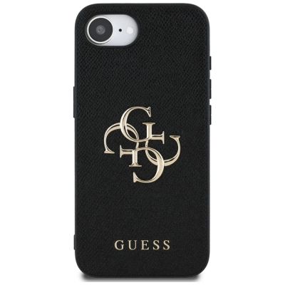 3. Guess PU Grained 4G Metal Logo iPhone 16e Hülle - Schwarz