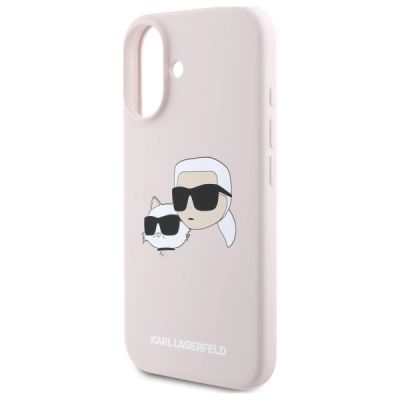 6. Karl Lagerfeld Silikon Nauble Heads Print MagSafe Case für iPhone 16 - Pink