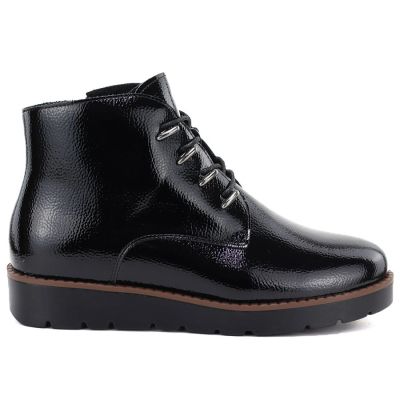 2. Schwarze Keilstiefeletten aus Lackleder für Damen von Potocki (Z25-JE19360)