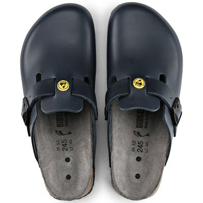 8. Birkenstock Boston ESD Blue Damen Clogs Naturleder schmale Hausschuhe (0061388)