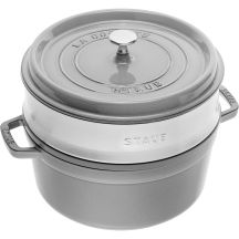 STAUB La Cocotte 40508-819-0 Runder Gusseisentopf mit Einsatz - 3,8 l Graphit