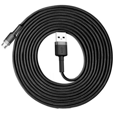 Baseus Cafule Cable durabel Kabel mit Nylon geflochtenes Ladekabel USB / micro USB 2A 3M schwarz-grau (CAMKLF-HG1)