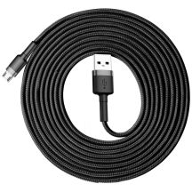 Baseus Cafule Cable durabel Kabel mit Nylon geflochtenes Ladekabel USB / micro USB 2A 3M schwarz-grau (CAMKLF-HG1)