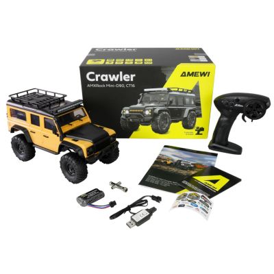 3. Ferngesteuertes Auto Amewi RC Crawler Mini-D90 AMXRock 4WD 1:16 RTR in Gelb