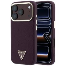 Guess MagSafe-Hülle mit genarbtem Dreieckslogo für iPhone 18 Pro Max / 17 Pro Max – bordeauxrot