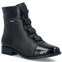 Rieker 77053-00 bequeme schwarze Damen-Lederstiefeletten