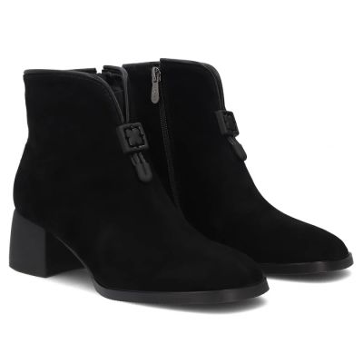 6. Schwarze Damen-Lederstiefeletten mit Blockabsatz Filippo DBT8200