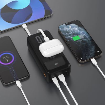 7. Dudao K15MAX 30000mAh PD 22.5W Powerbank mit integrierten Kabeln - Schwarz